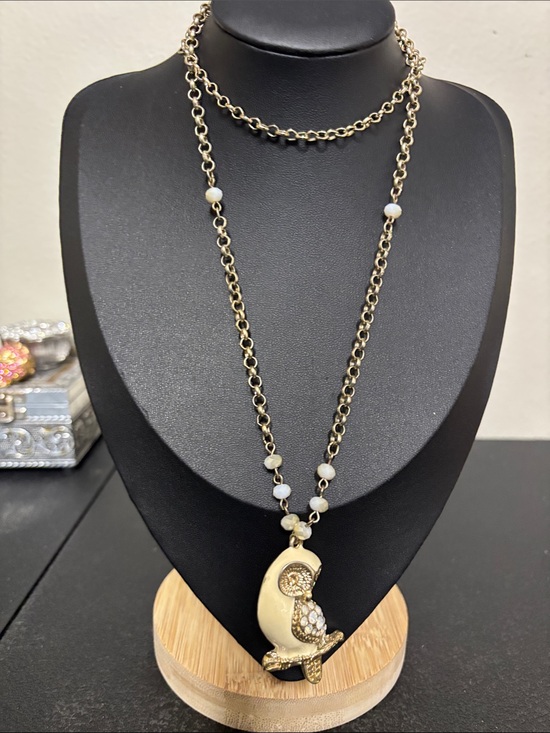 Source Unknown Jewelry - Owl Rhinestone Gold Tone Parrot Pendant Long Necklace - Women Jewelry